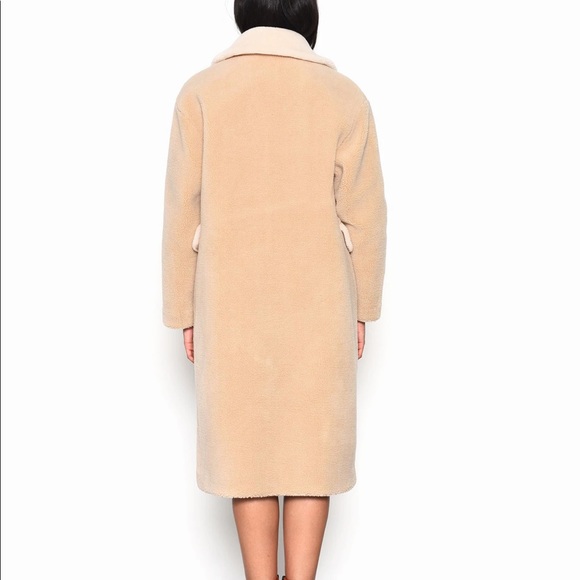 Glamorous Stone Cream Fur Longline Coat - Picture 2 of 4